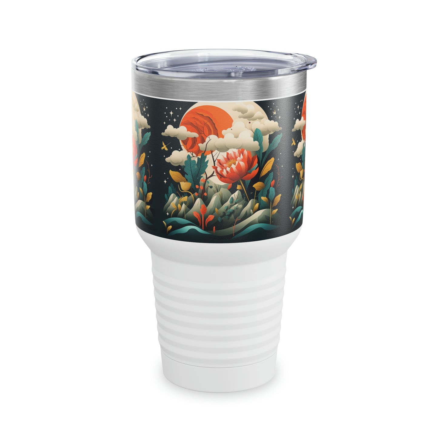 Midcentury Abstract Bliss: Ringneck Tumbler with Modern Abstract Art and Vintage Fashion Vibes