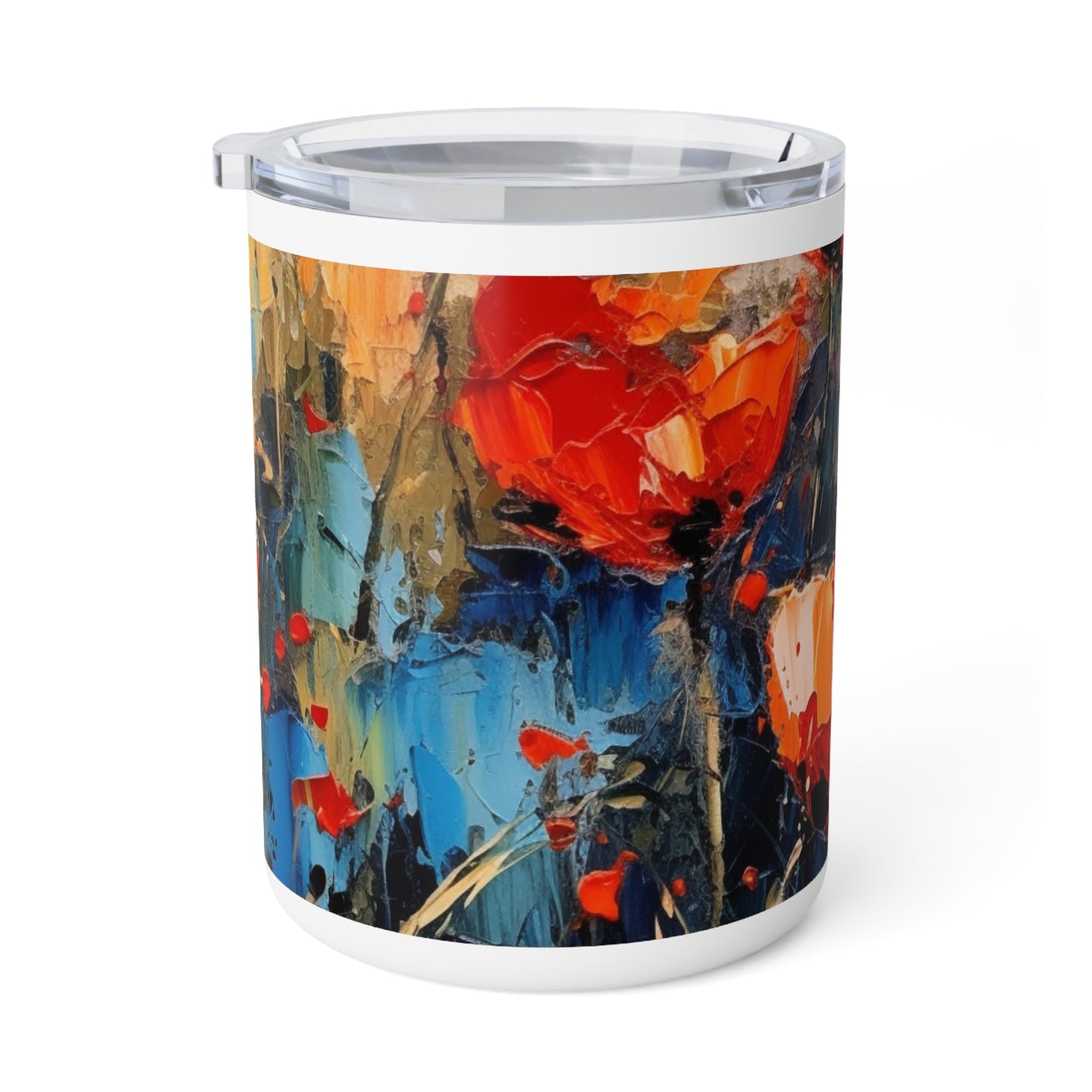 Insulated Coffee Mug Paradise: Abstract Poppy Artwork and Flower Drawings