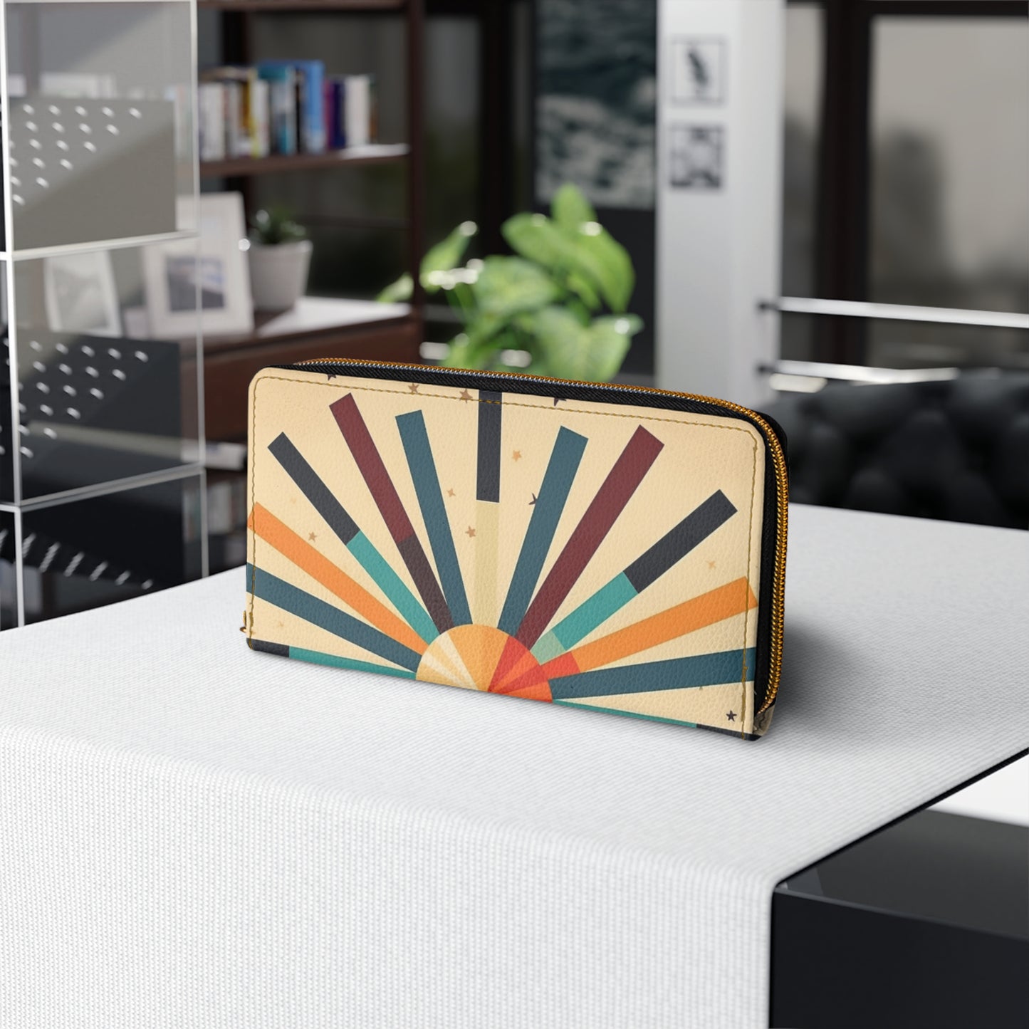 Midcentury Modern Starburst Candy Colored Zipper Wallet