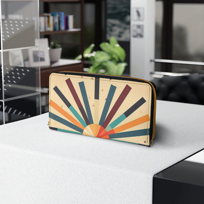 Midcentury Modern Starburst Candy Colored Zipper Wallet