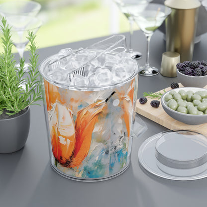Ice Bucket with Tongs with Vibrant Orange Tulip: Embrace the Beauty of Nature