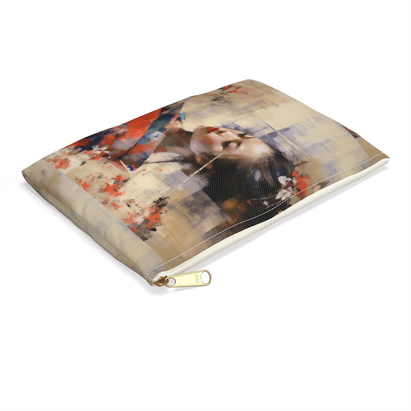 Japanese-Inspired Abstract Oil Painting Accessory Pouch: Celebrating Geisha Beauty