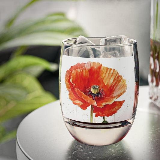 Watercolor Poppy Garden Whiskey Glass: Unleash the Beauty of Nature