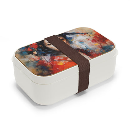 Abstract Geisha Art Bento Box: Captivating Brushstrokes in a Japanese Aesthetic