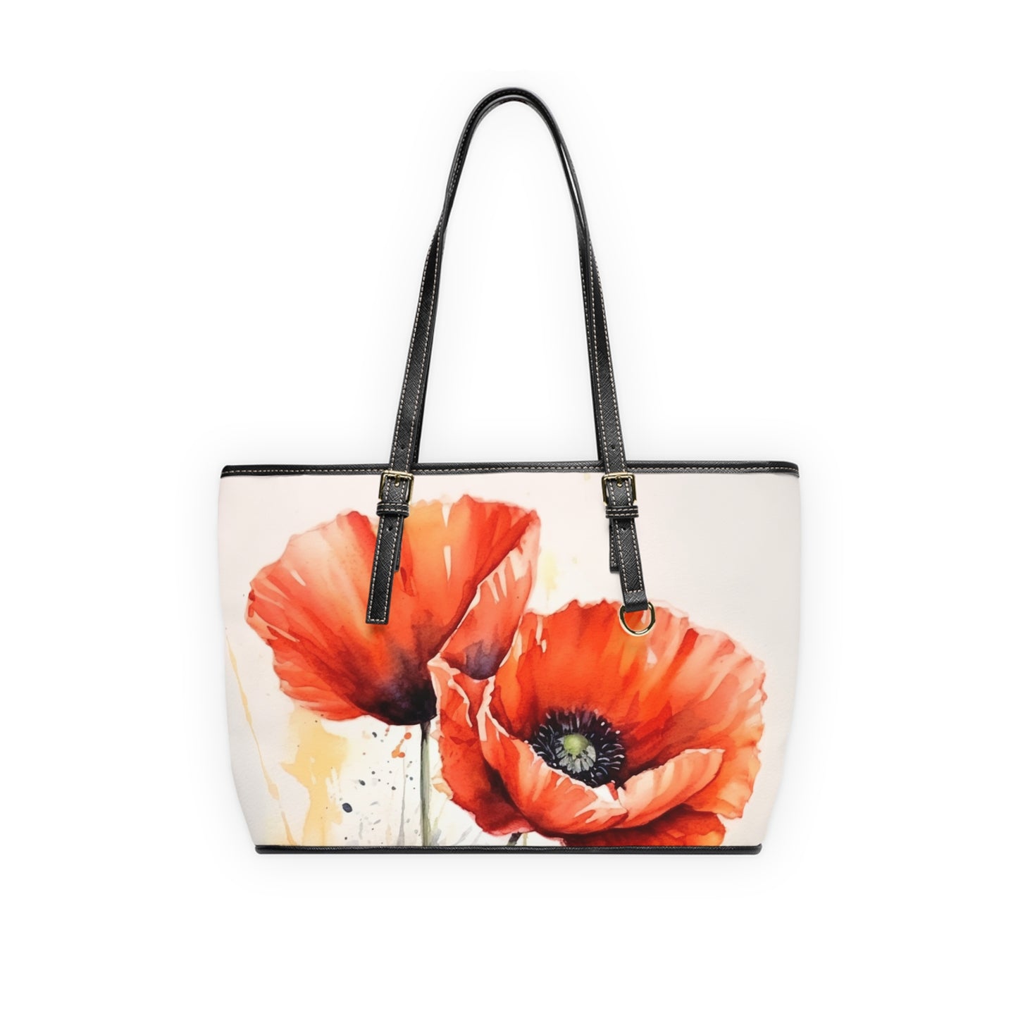 Whimsical Poppy Flower Watercolor PU Leather Shoulder Bag: An Artistic Delight