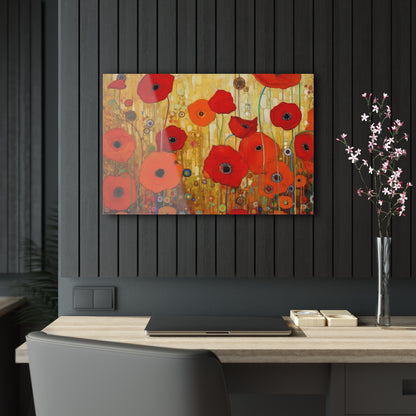 Floral Symphony: Acrylic Prints showcasing Gustav Klimt's Poppies in Art Nouveau