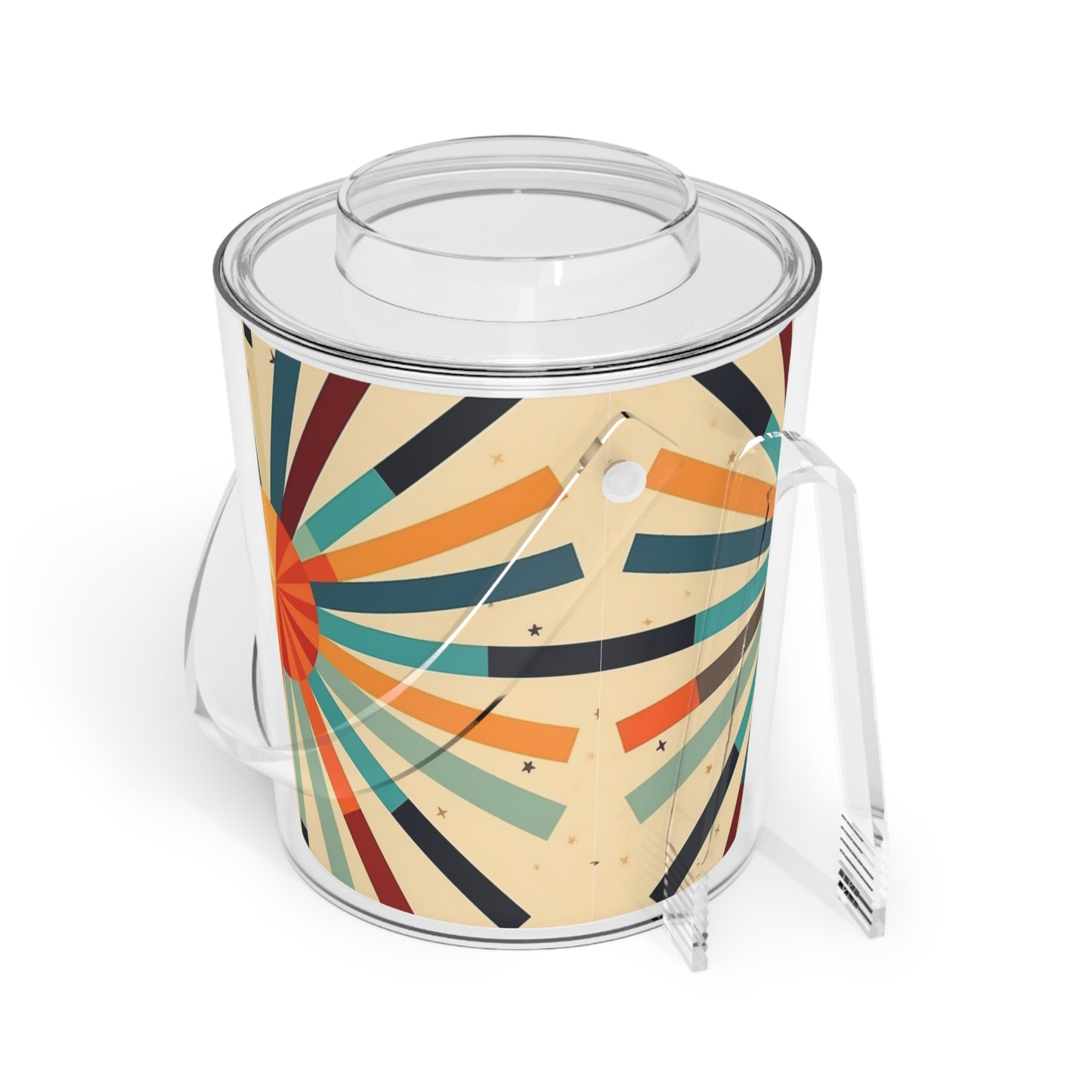 Artistic Abstractions: Starburst Candy Colored Ice Bucket with Tongs for Modern Abstract Art Lovers