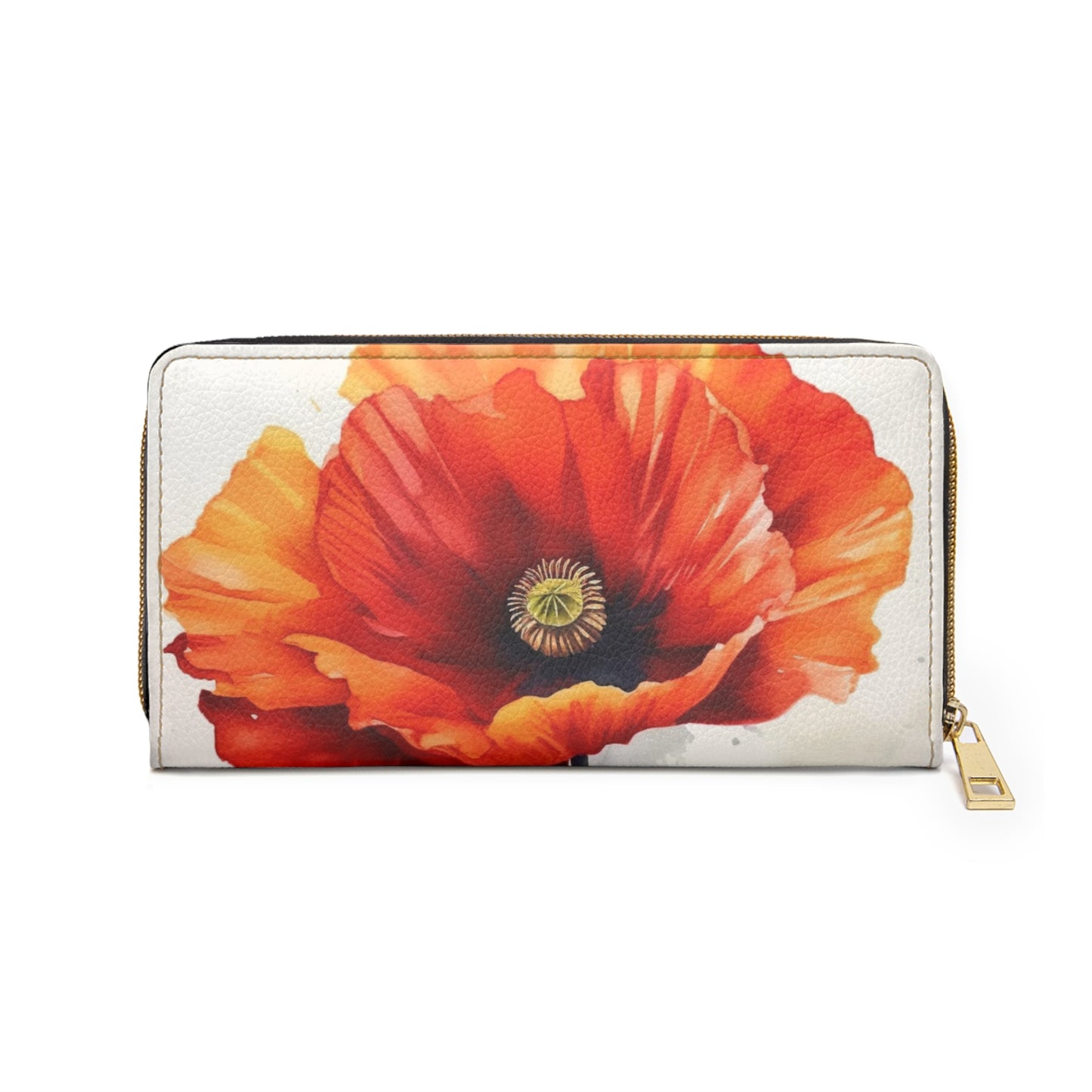 Stunning Poppy Flower Watercolor Zipper Wallet: A Blossoming Experience