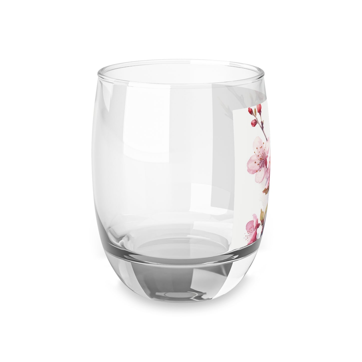 Blossoming Serenity: Watercolor Cherry Blossom Whiskey Glass