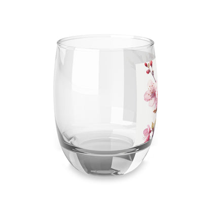 Blossoming Serenity: Watercolor Cherry Blossom Whiskey Glass