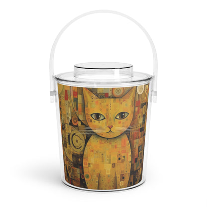 Expressions of Modernity: Klimt-Inspired Ice Bucket with Tongs