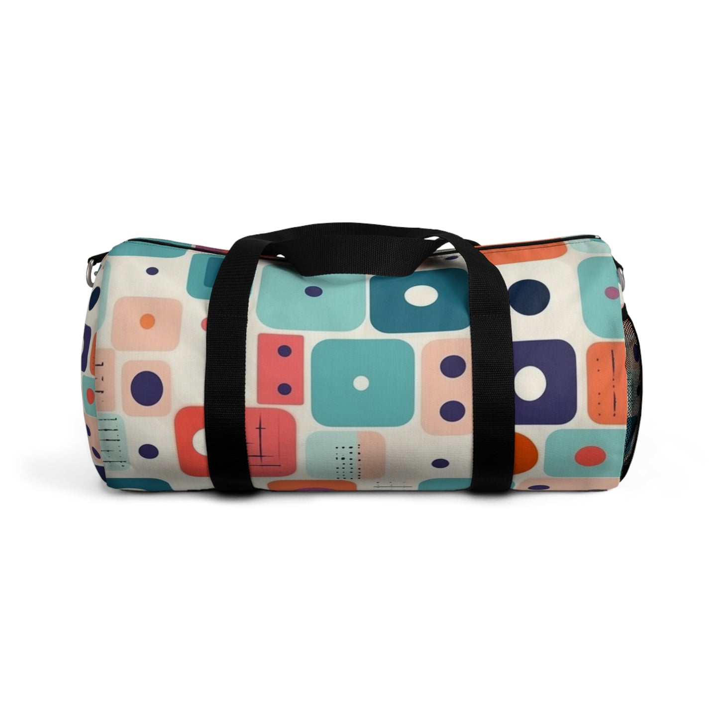 Retro Chic: Atomic Age-Inspired Duffel Bag with Midcentury Modern Design and 1960s Fashion