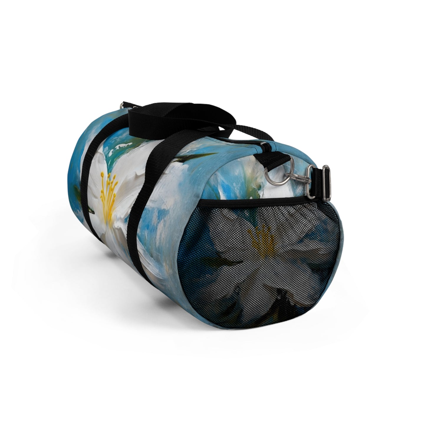 Ethereal Elegance: Duffel Bag featuring an Abstract Oil Painting of Jasmine