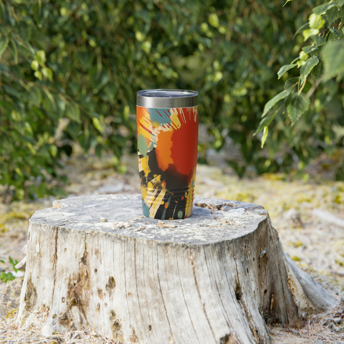 Dynamic Abstractions: Colorful Patchwork Tumbler