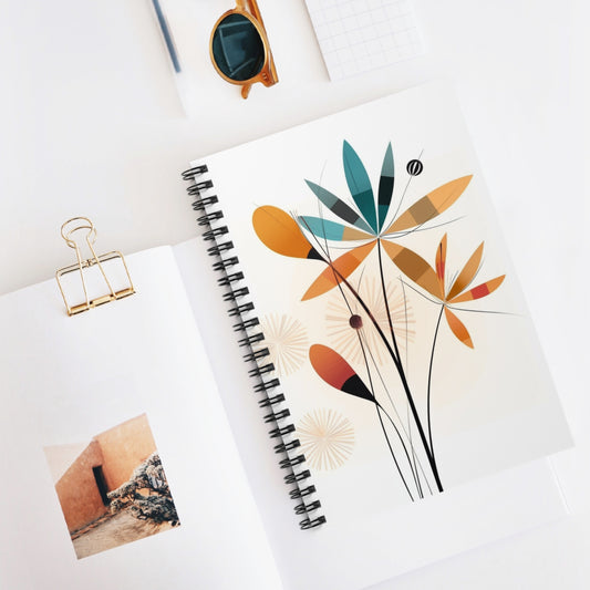 Vintage Flora: Flower Drawings and Midcentury Modern Aesthetics on a Spiral Notebook
