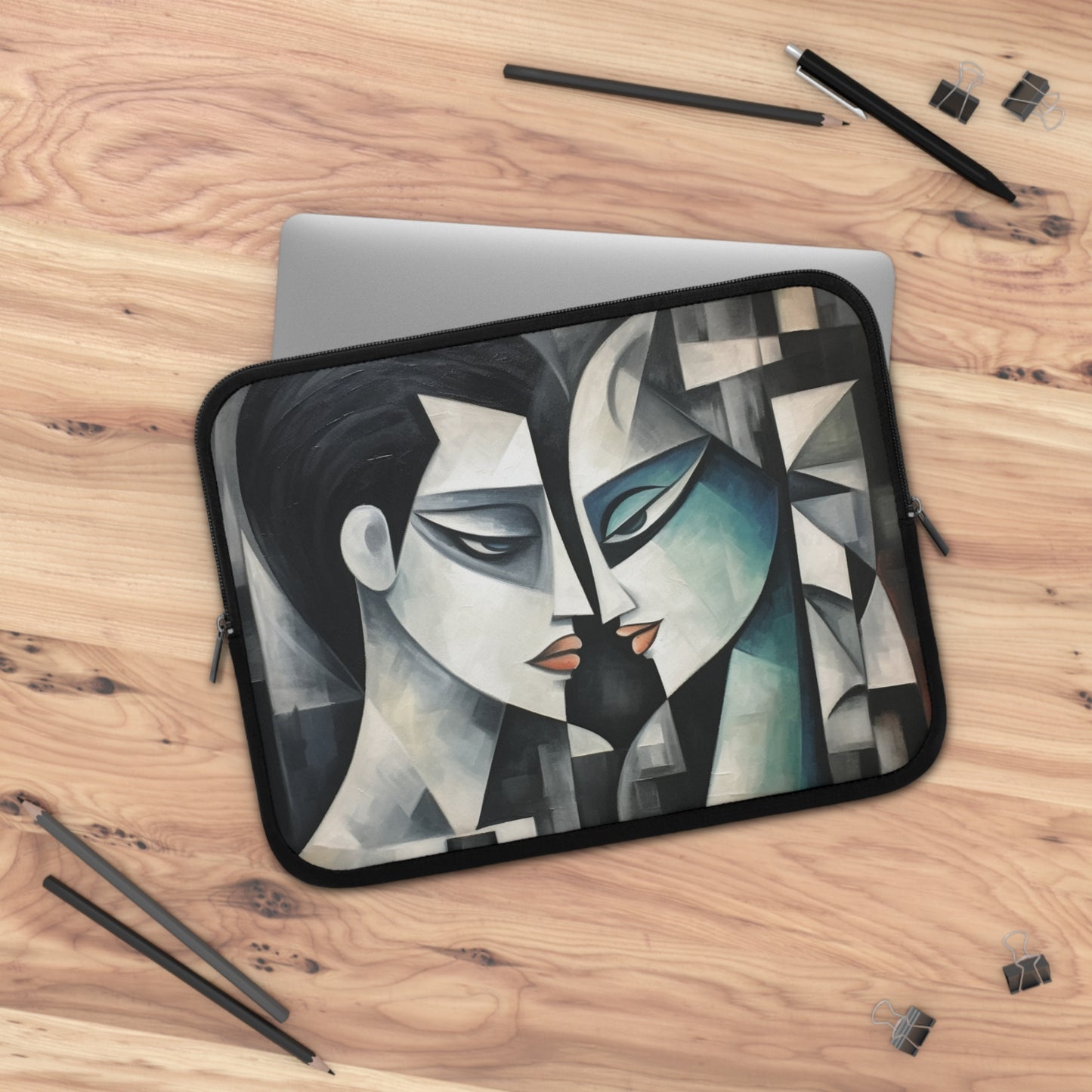Laptop Sleeve with Cubist Art: Artistic Finesse and Abstract Flair