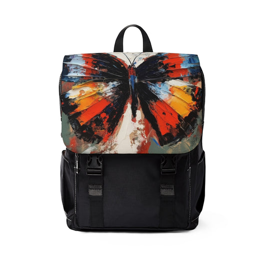 Unisex Casual Shoulder Backpack with Bauhaus-Inspired Butterfly Drawing: A Harmonious Blend of Art and Functionality