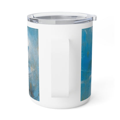Ethereal Elegance: Insulated Coffee Mug featuring an Abstract Oil Painting of Jasmine