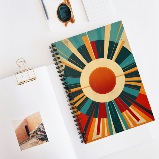 Minimalist Sunshine: Midcentury Modern Sun Spiral Notebook