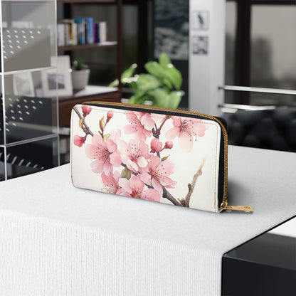 Watercolor Cherry Blossom Zipper Wallet
