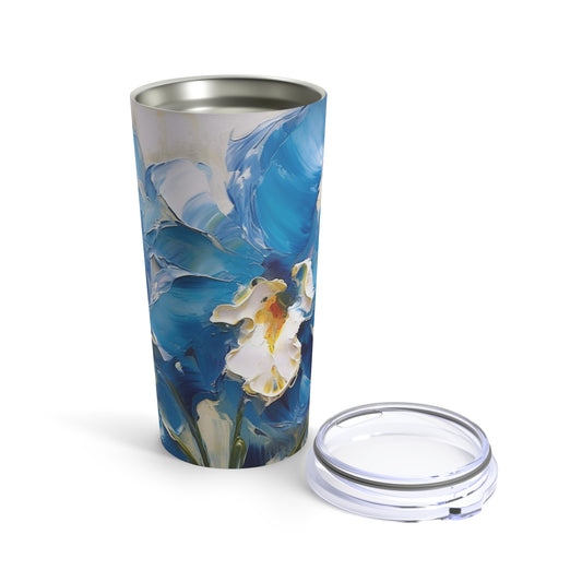 Embrace Artistic Expression with Blue Orchid Abstract Painting Tumbler