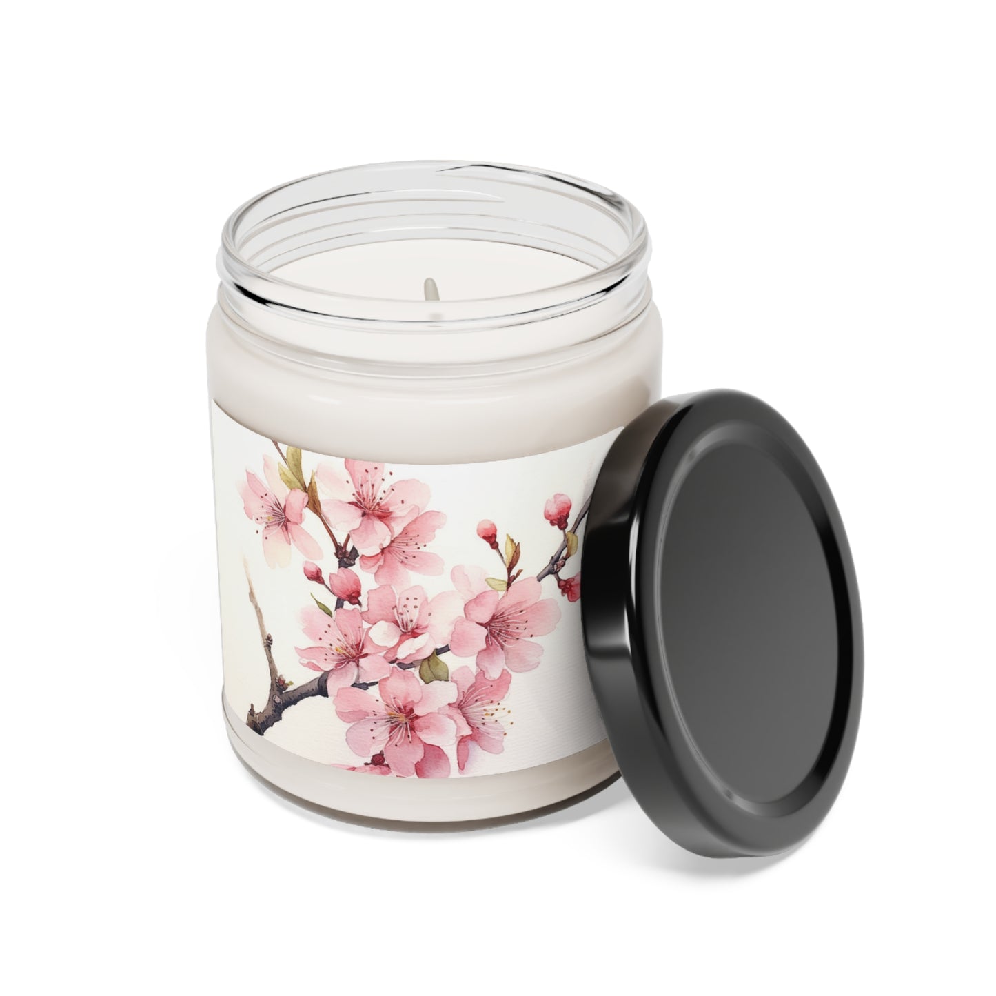 Watercolor Cherry Blossom Scented Soy Candle