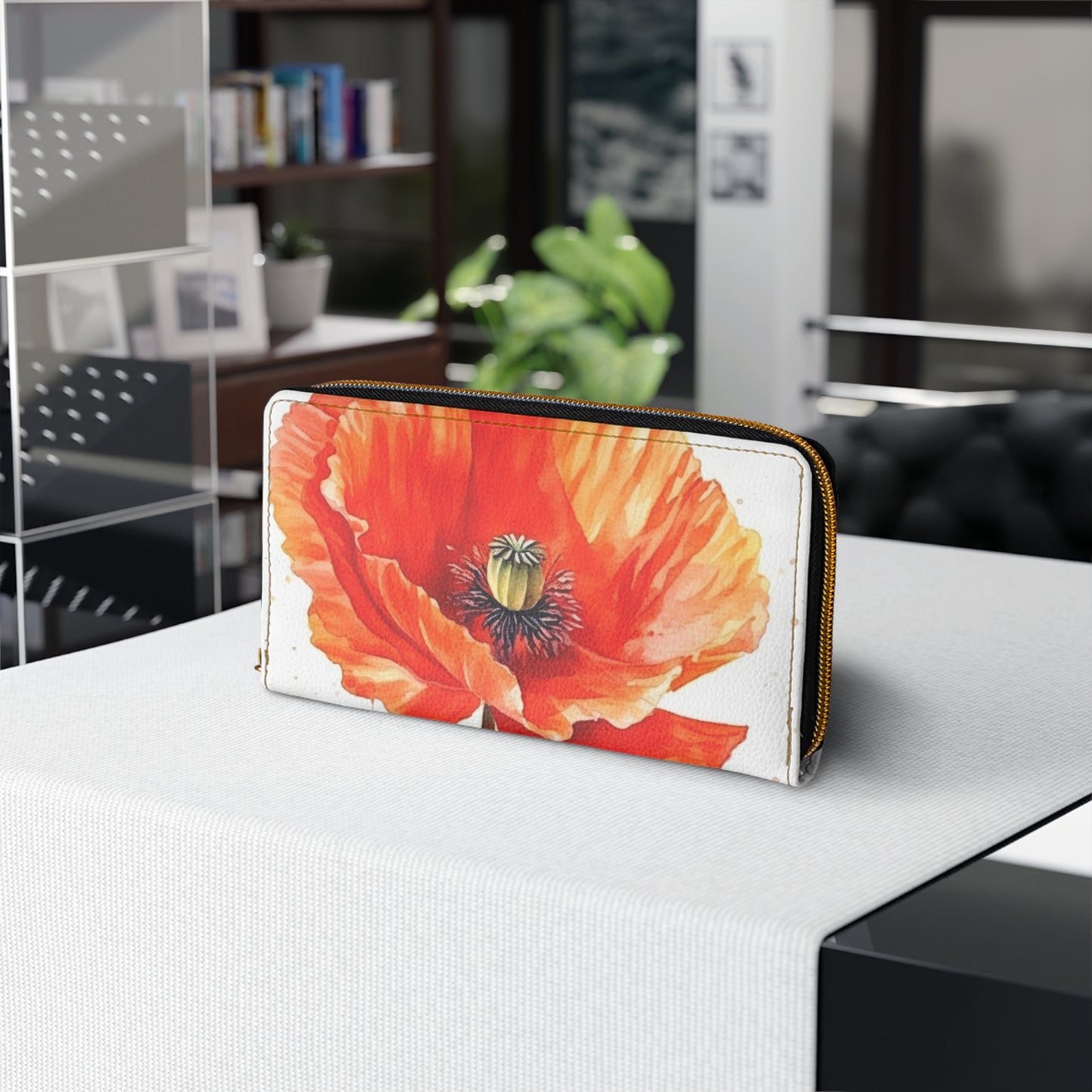 Watercolor Poppy Garden Zipper Wallet: Unleash the Beauty of Nature