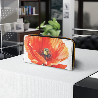 Watercolor Poppy Garden Zipper Wallet: Unleash the Beauty of Nature
