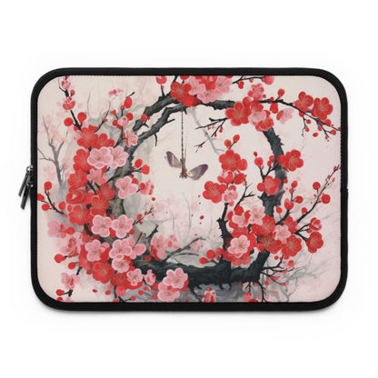 Cherry Blossom Delight: Laptop Sleeve Adorned with Intricate Flower Drawings and Artistry