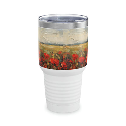 Abstract Poppy Fields: Ringneck Tumbler for Artistic Inspiration