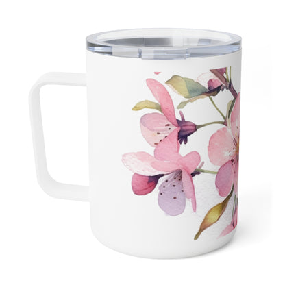 Cherry Blossom Delight: Floral Watercolor Insulated Coffee Mug