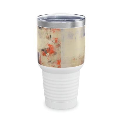 Japanese-Inspired Artistry: Abstract Oil Painting Ringneck Tumbler, Celebrating the Timeless Beauty of Geisha