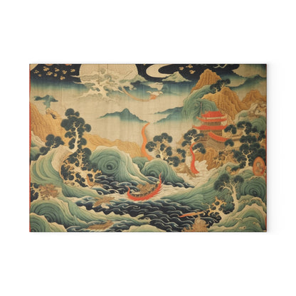 Harmony of the Elements: Japanese Tapestry-Inspired Glass Cutting Board