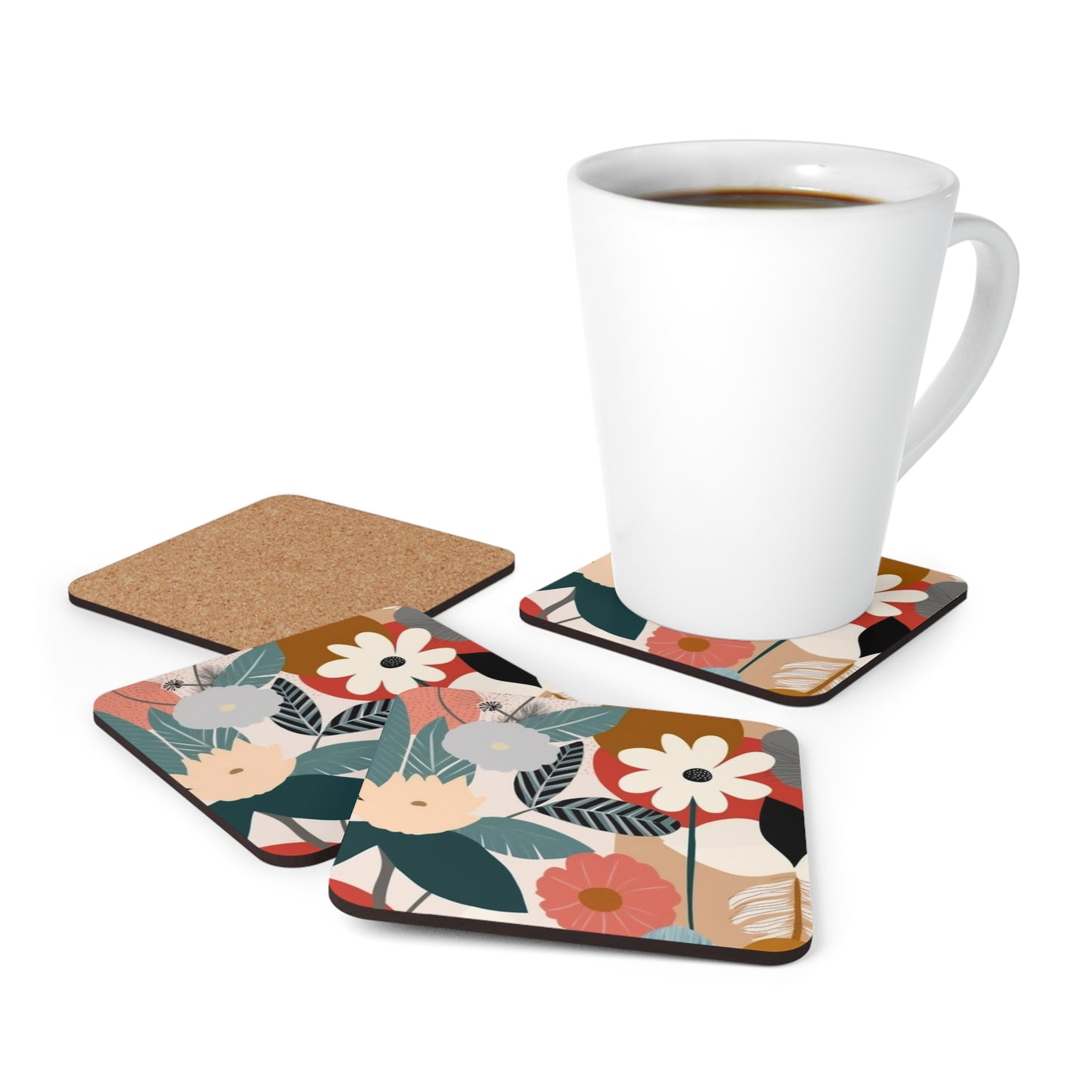Fashionably Retro: Midcentury Modern Corkwood Coaster Set with a Dash of 1960s Style