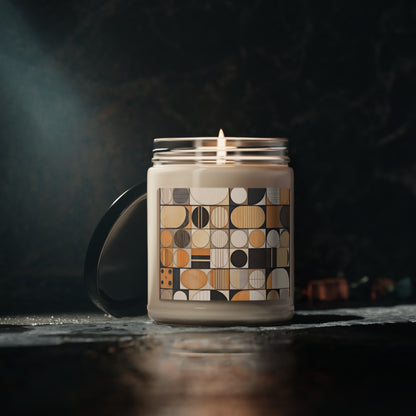 Mosaic Harmony: Circular Canvas Scented Soy Candle