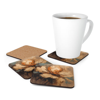 Artistic Fusion: Corkwood Coaster Set Infused with Tan Hua-Inspired Abstract Art