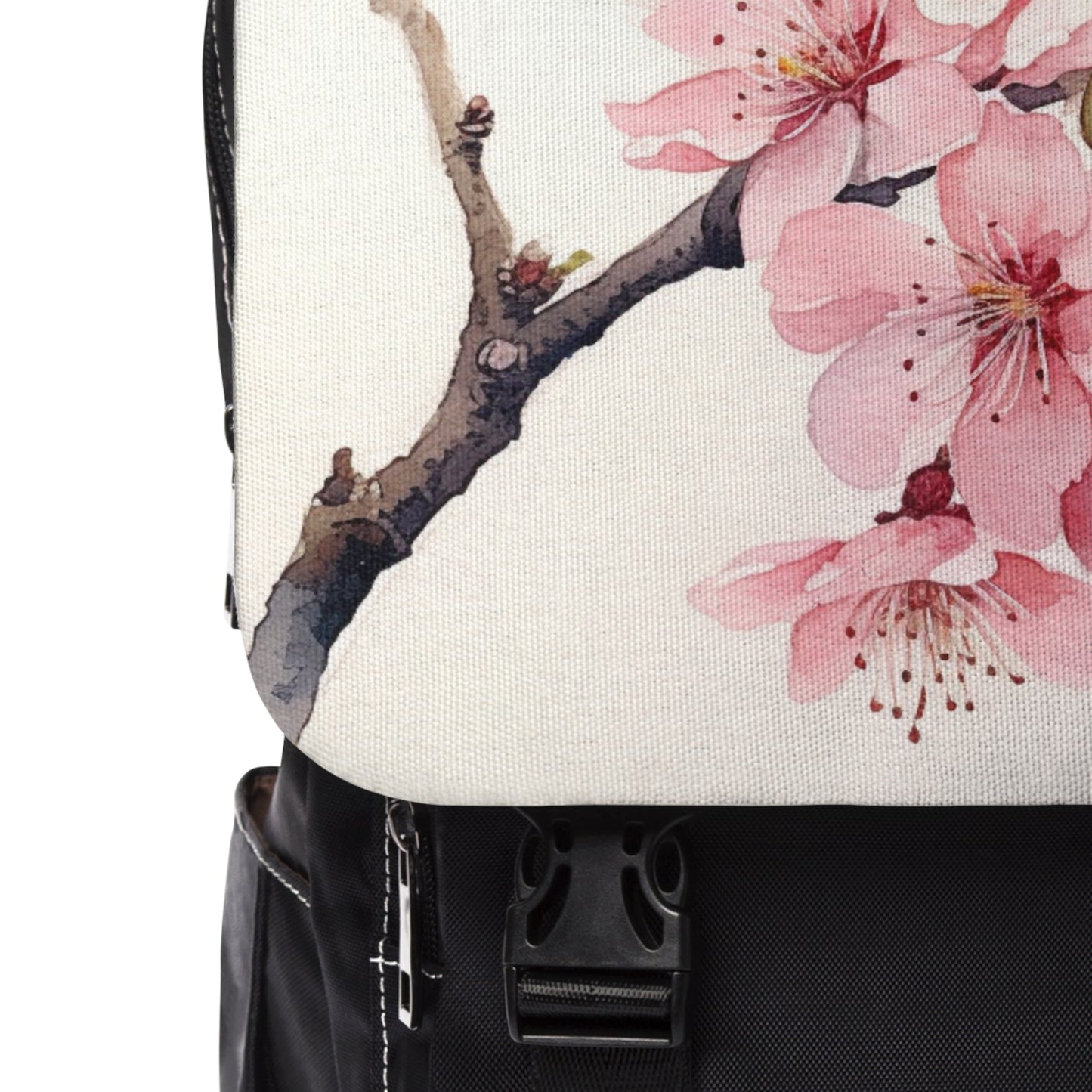 Watercolor Cherry Blossom Unisex Casual Shoulder Backpack