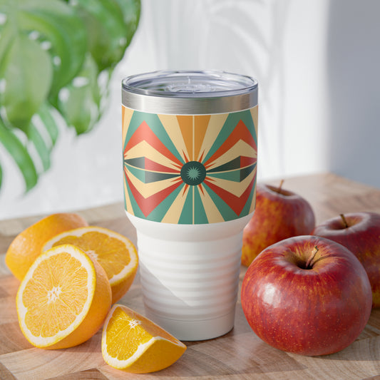Vintage Candy-Colored Elegance: 1950s Inspired Ringneck Tumbler with Atomic Age Design