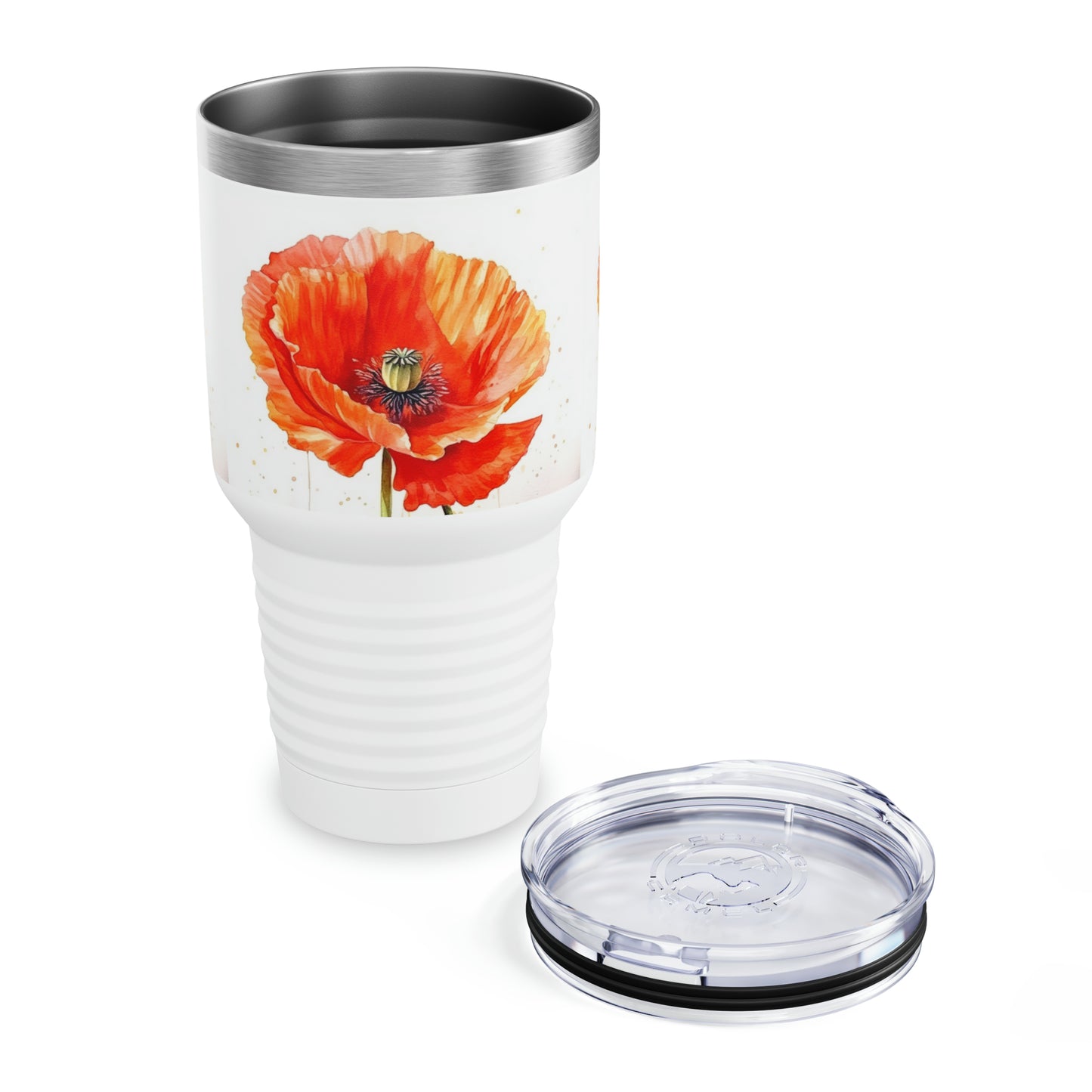 Vibrant Poppies: Ringneck Tumbler with Watercolor Floral Elegance