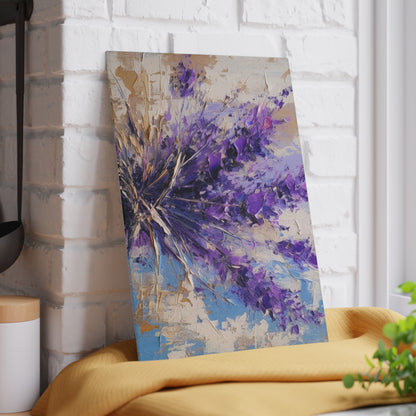 Vibrant Lavender Art on Glass Cutting Board : A Floral Delight for Your Senses