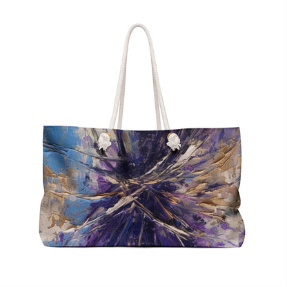 Vibrant Lavender Art on Weekender Bag: A Floral Delight for Your Senses