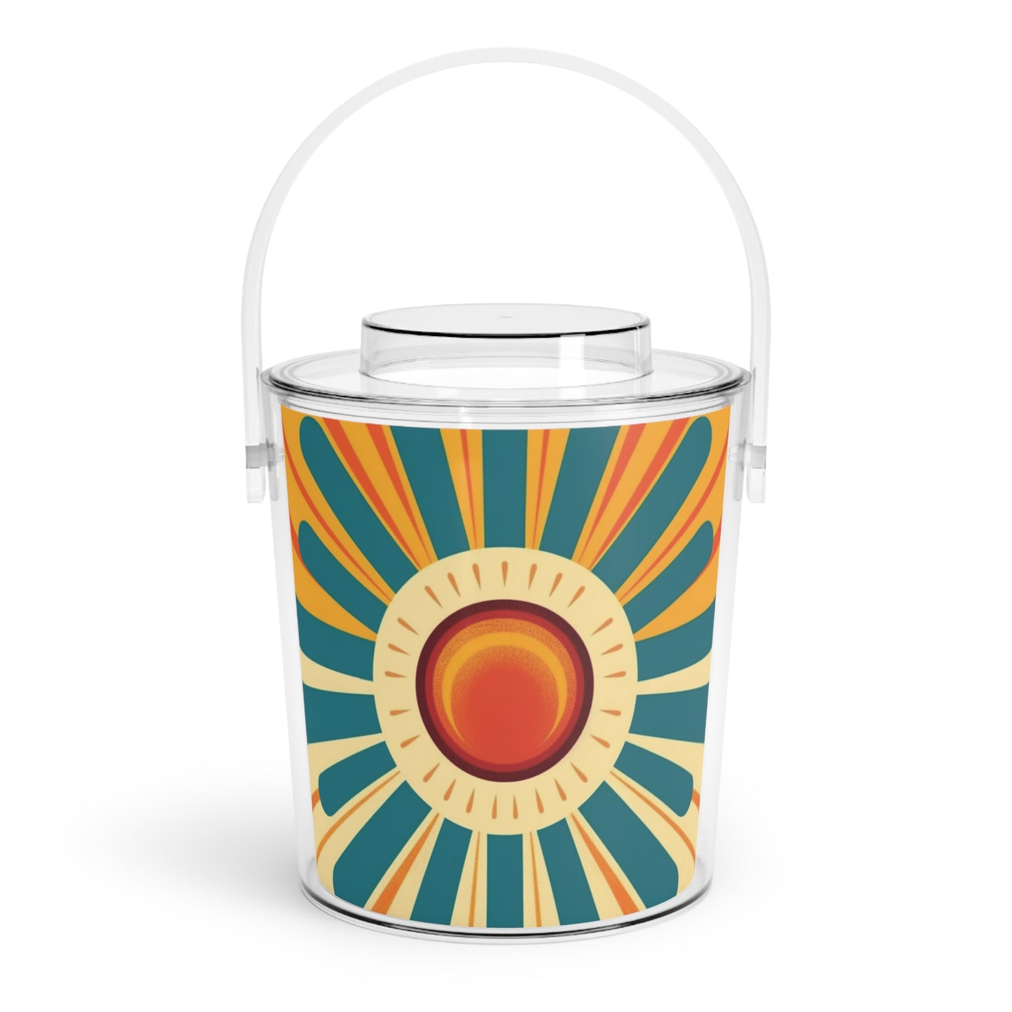 Atomic Age Sunshine: Midcentury Modern Sun Ice Bucket with Tongs