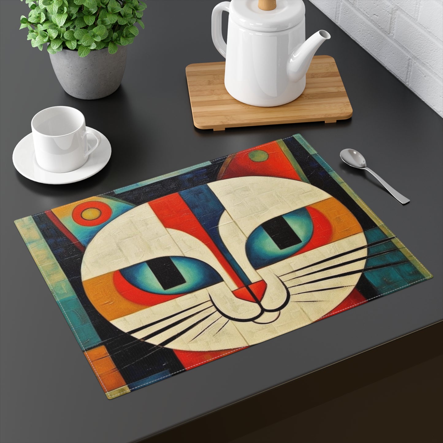 Artistic Vintage Vibes: Picasso-Inspired Midcentury Modern Placemat for Retro Fashion