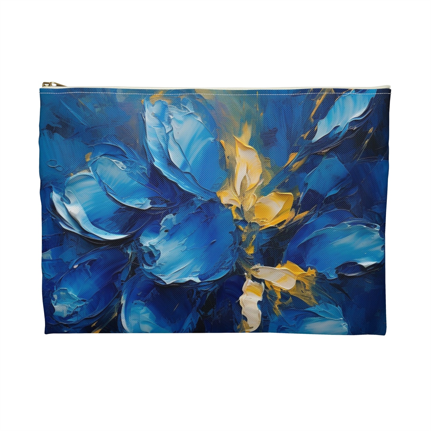 Abstract Wallpaper Accessory Pouch: Immersive Floral Beauty with Blue Orchid Motif