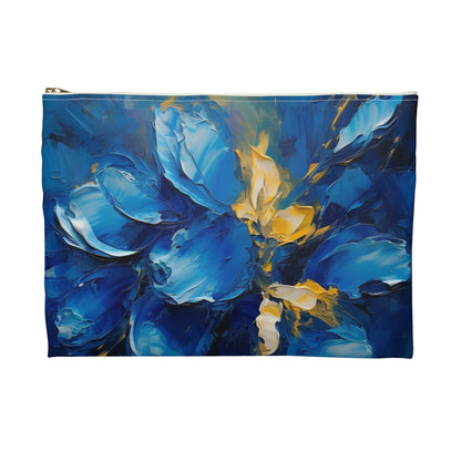 Abstract Wallpaper Accessory Pouch: Immersive Floral Beauty with Blue Orchid Motif