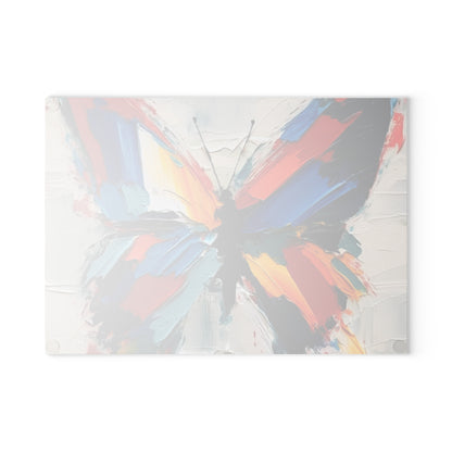 Abstract Glass Cutting Board for Art Lovers: Butterfly-Inspired Delight