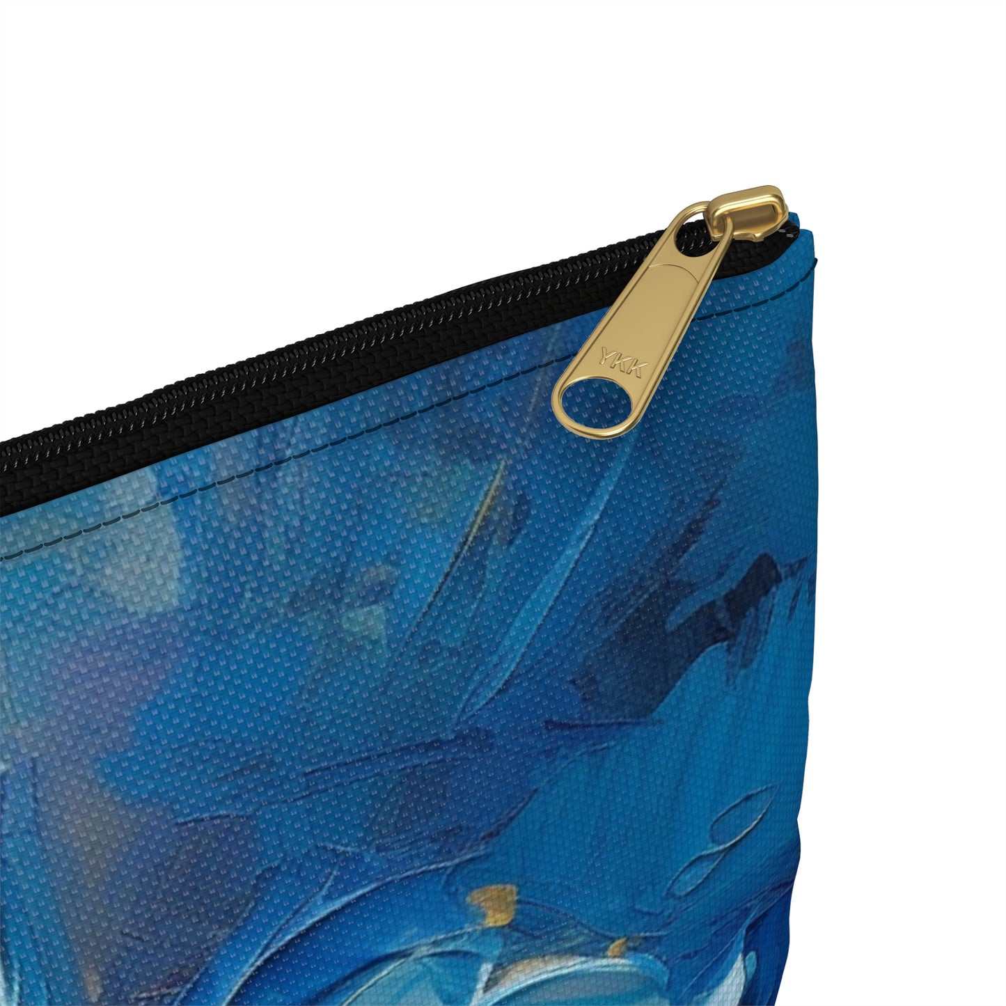 Abstract Wallpaper Accessory Pouch: Immersive Floral Beauty with Blue Orchid Motif