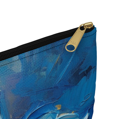 Abstract Wallpaper Accessory Pouch: Immersive Floral Beauty with Blue Orchid Motif