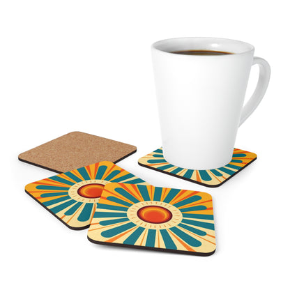 Atomic Age Sunshine: Midcentury Modern Sun Corkwood Coaster Set