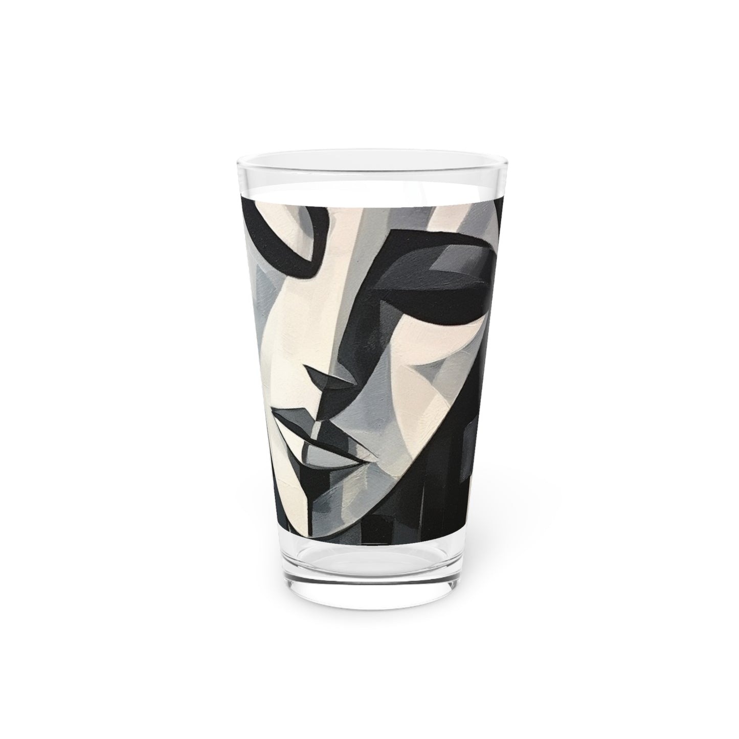 Abstract Oil Paint Pint Glass: Cubist Artistry in a Portable Masterpiece